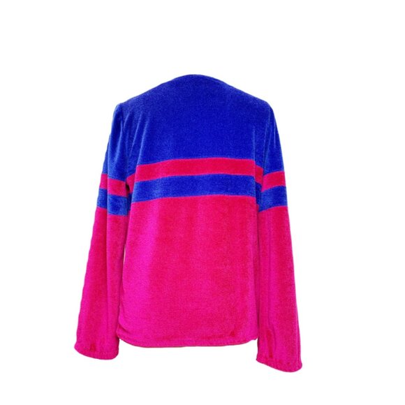 1960's Deweese Bright Pink & Purple Terrycloth Long Sleeve Top - Picture 3 of 4